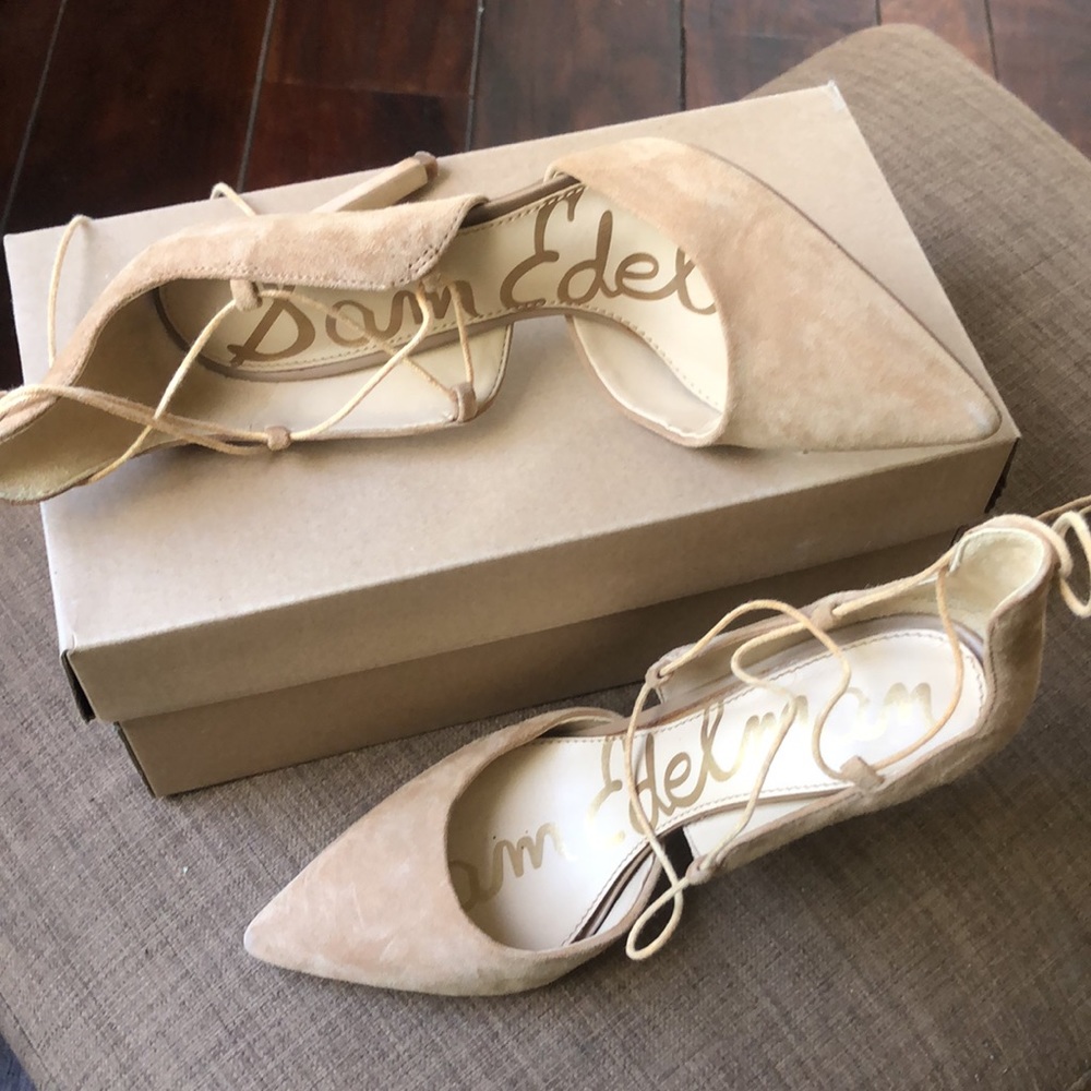 Sam Edelman leather suede lace up pointy heels